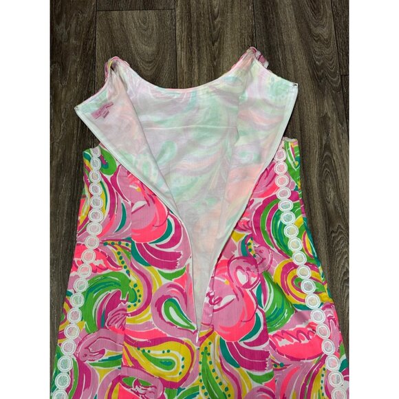 Lilly Pulitzer Mila Shift Dress All Nighter Flamingos Size 10 Lined Lace Casual - Picture 7 of 9